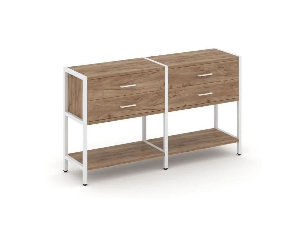 Двухсекционный стеллаж двухярусный с ящиками 1590х400х879 Shelf System