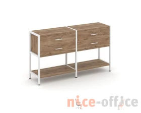Двухсекционный стеллаж двухярусный с ящиками 1590х400х879 Шелф Систем / Shelf System images