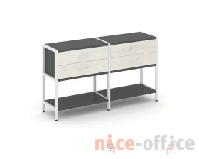 Двухсекционный стеллаж двухярусный с ящиками 1590х400х879 Шелф Систем / Shelf System images