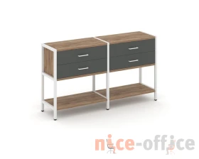 Двухсекционный стеллаж двухярусный с ящиками 1590х400х879 Шелф Систем / Shelf System images