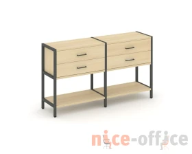Двухсекционный стеллаж двухярусный с ящиками 1590х400х879 Шелф Систем / Shelf System images