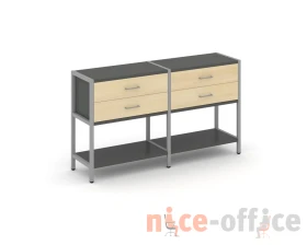 Двухсекционный стеллаж двухярусный с ящиками 1590х400х879 Шелф Систем / Shelf System images