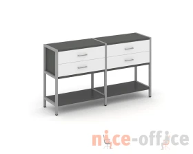 Двухсекционный стеллаж двухярусный с ящиками 1590х400х879 Шелф Систем / Shelf System images