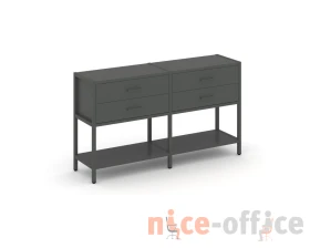 Двухсекционный стеллаж двухярусный с ящиками 1590х400х879 Шелф Систем / Shelf System images