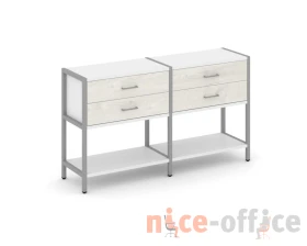 Двухсекционный стеллаж двухярусный с ящиками 1590х400х879 Шелф Систем / Shelf System images