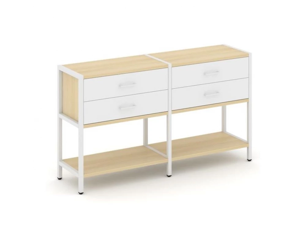 Двухсекционный стеллаж двухярусный с ящиками 1590х400х879 Shelf System