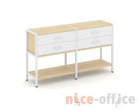 Двухсекционный стеллаж двухярусный с ящиками 1590х400х879 Шелф Систем / Shelf System images