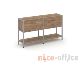 Двухсекционный стеллаж двухярусный с ящиками 1590х400х879 Шелф Систем / Shelf System images