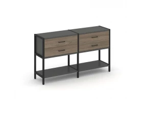 Двухсекционный стеллаж двухярусный с ящиками 1590х400х879 Shelf System images