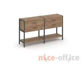 Двухсекционный стеллаж двухярусный с ящиками 1590х400х879 Шелф Систем / Shelf System images