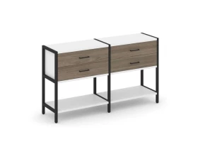 Двухсекционный стеллаж двухярусный с ящиками 1590х400х879 Shelf System images