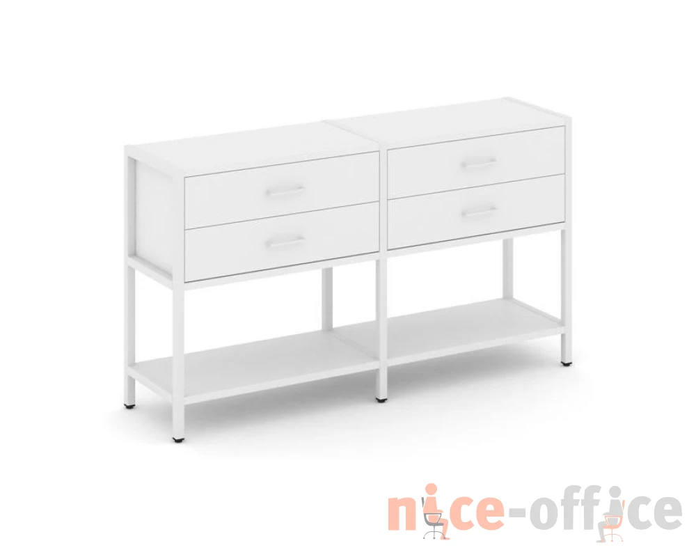 Двухсекционный стеллаж двухярусный с ящиками 1590х400х879 Шелф Систем / Shelf System