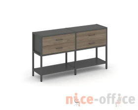 Двухсекционный стеллаж двухярусный с ящиками 1590х400х879 Шелф Систем / Shelf System images