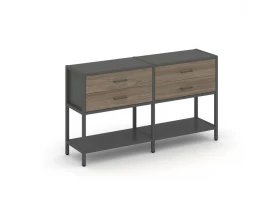 Двухсекционный стеллаж двухярусный с ящиками 1590х400х879 Shelf System images