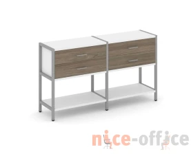 Двухсекционный стеллаж двухярусный с ящиками 1590х400х879 Шелф Систем / Shelf System images
