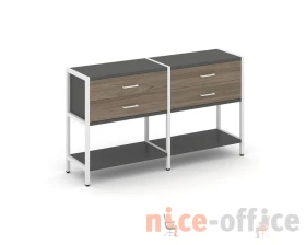 Двухсекционный стеллаж двухярусный с ящиками 1590х400х879 Шелф Систем / Shelf System images