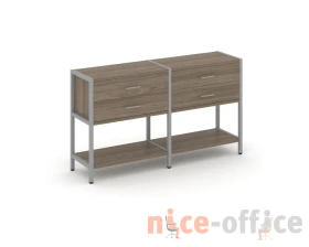 Двухсекционный стеллаж двухярусный с ящиками 1590х400х879 Шелф Систем / Shelf System images