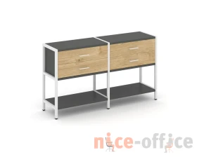 Двухсекционный стеллаж двухярусный с ящиками 1590х400х879 Шелф Систем / Shelf System images
