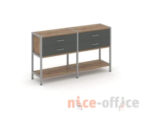 Двухсекционный стеллаж двухярусный с ящиками 1590х400х879 Шелф Систем / Shelf System images