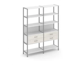 Двухсекционный стеллаж пятиярусный с ящиками 1590х400х1980 Shelf System images