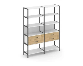 Двухсекционный стеллаж пятиярусный с ящиками 1590х400х1980 Shelf System images