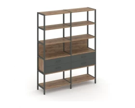 Двухсекционный стеллаж пятиярусный с ящиками 1590х400х1980 Shelf System images