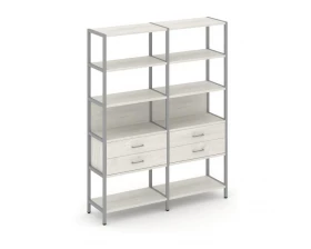 Двухсекционный стеллаж пятиярусный с ящиками 1590х400х1980 Shelf System images