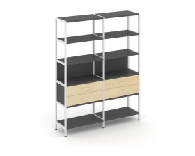 Двухсекционный стеллаж пятиярусный с ящиками 1590х400х1980 Shelf System images