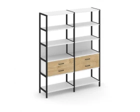Двухсекционный стеллаж пятиярусный с ящиками 1590х400х1980 Shelf System images