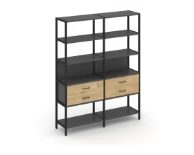 Двухсекционный стеллаж пятиярусный с ящиками 1590х400х1980 Shelf System images