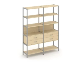 Двухсекционный стеллаж пятиярусный с ящиками 1590х400х1980 Shelf System images