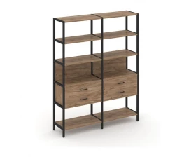 Двухсекционный стеллаж пятиярусный с ящиками 1590х400х1980 Shelf System images