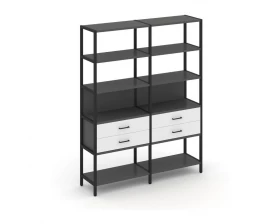 Двухсекционный стеллаж пятиярусный с ящиками 1590х400х1980 Shelf System images