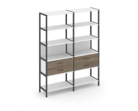 Двухсекционный стеллаж пятиярусный с ящиками 1590х400х1980 Shelf System images