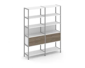 Двухсекционный стеллаж пятиярусный с ящиками 1590х400х1980 Shelf System images