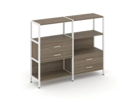 Двухсекционный стеллаж трехярусный с ящиками на двух ярусах 1590х400х1246 Шелф Систем / Shelf System images