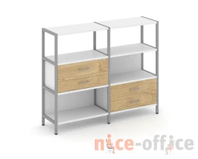 Двухсекционный стеллаж трехярусный с ящиками на двух ярусах 1590х400х1246 Шелф Систем / Shelf System images