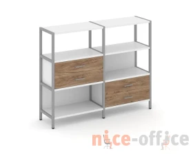 Двухсекционный стеллаж трехярусный с ящиками на двух ярусах 1590х400х1246 Шелф Систем / Shelf System images