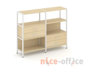 Двухсекционный стеллаж трехярусный с ящиками на двух ярусах 1590х400х1246 Шелф Систем / Shelf System images