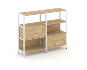 Двухсекционный стеллаж трехярусный с ящиками на двух ярусах 1590х400х1246 Шелф Систем / Shelf System images