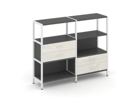 Двухсекционный стеллаж трехярусный с ящиками на двух ярусах 1590х400х1246 Шелф Систем / Shelf System images