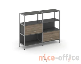 Двухсекционный стеллаж трехярусный с ящиками на двух ярусах 1590х400х1246 Шелф Систем / Shelf System images