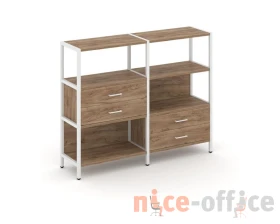 Двухсекционный стеллаж трехярусный с ящиками на двух ярусах 1590х400х1246 Шелф Систем / Shelf System images