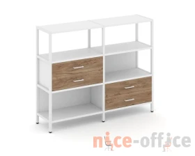 Двухсекционный стеллаж трехярусный с ящиками на двух ярусах 1590х400х1246 Шелф Систем / Shelf System images