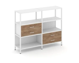 Двухсекционный стеллаж трехярусный с ящиками на двух ярусах 1590х400х1246 Шелф Систем / Shelf System images