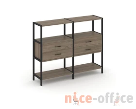 Двухсекционный стеллаж трехярусный с ящиками на одном ярусе 1590х400х1246 Шелф Систем / Shelf System images