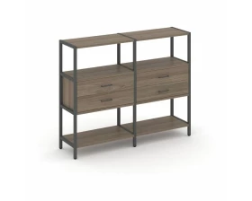 Двухсекционный стеллаж трехярусный с ящиками на одном ярусе 1590х400х1246 Shelf System images
