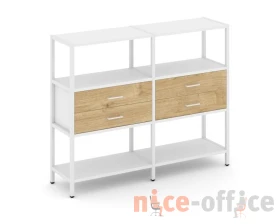 Двухсекционный стеллаж трехярусный с ящиками на одном ярусе 1590х400х1246 Шелф Систем / Shelf System images