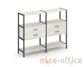 Двухсекционный стеллаж трехярусный с ящиками на одном ярусе 1590х400х1246 Шелф Систем / Shelf System images