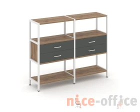 Двухсекционный стеллаж трехярусный с ящиками на одном ярусе 1590х400х1246 Шелф Систем / Shelf System images